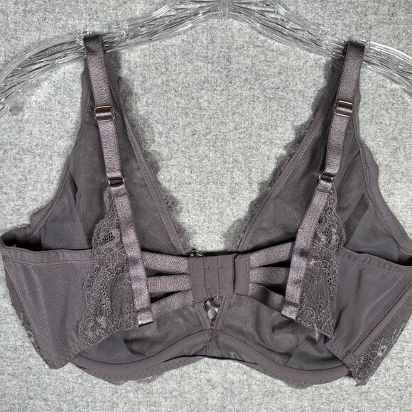 Vintage Smart & Sexy Bra 40DD Lace Underwire Gray Sheer Floral Back Closure - Picture 11 of 16